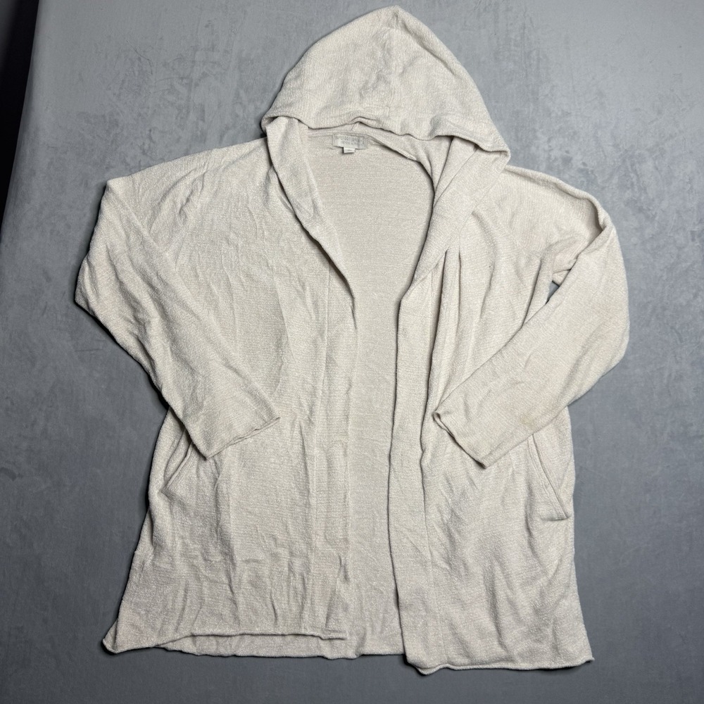 Barefoot Dreams Cardigan Womens M Cozy Chic Lite Hooded‎ Long Sweater Ivory